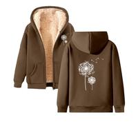 Generisch Giacca sportiva invernale unisex alla moda con chiusura lampo, pratica tasca come compagno casual per il tempo libero da donna, marrone, XXL