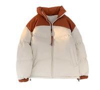 Generisch Giacca trapuntata unisex leggera con cappuccio per le mezze stagioni, impermeabile e antivento, Stil_y01 Beige, XXL