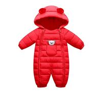 Generisch Giacca Tuta da Neve Bambino Ragazzi Antivento Tuta con Cappuccio Calda Bambino Pagliaccetto Cappotto spesso All'aperto Ragazzi Cappotto Giacca, Colore: rosso, 12-18 Mesi