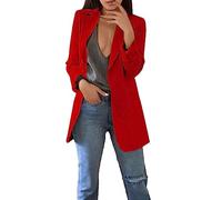 Generisch Giacche da donna, cappotto lungo, giacca invernale, cardigan, tuta da ufficio, a maniche lunghe, giacca autunnale, giacca invernale, giacca da jogging, giacca invernale, Colore: rosso, 3XL