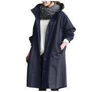 Generisch Giacche da donna transizione outwear donna elegante giacca a vento selvaggio inverno cappotto da donna sottile ragazza, Blu, L