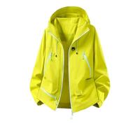 Generisch Giacche da donna, trench casual con cappuccio, foderate, leggere, impermeabili da viaggio, giacca sportiva leggera da donna, giallo., S