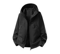 Generisch Giacche da donna, trench casual con cappuccio, foderate, leggere, impermeabili da viaggio, giacca sportiva leggera da donna, Nero , 3XL