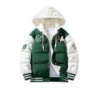 Generisch Giacche invernali piumino uomo donna unisex college giacca con cappuccio 90S Y2K bomber caldo piumino camionista giacca da baseball da aviatore giacca invernale da uomo bianco, A verde., M