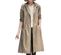 Generisch Giacche lunghe per il tempo libero 2026, trench leggero, abbigliamento esterno alla moda per vestibilità larga, giacca a vento al ginocchio, cachi, XL