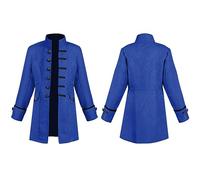 Generisch Giacche sottili da ragazzo Steam Punk Pi Rate per Halloween, classico, cosplay, gotico, coda di rondine, guaina medievale, costume per la musica della scuola, Blu, 12-14 Anni