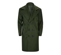 Generisch Giaccone da uomo in tinta unita Con Tasca Integrata Sottile Doppio Petto Cappotto Antivento Cintura Regolabile Per Elegante Abbigliamento Esterno, verde, XL