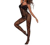 Generisch Giarrettiera da donna con apertura a rete di pesce come leggings seducenti collant per serate seducenti, Nero , Taglia unica