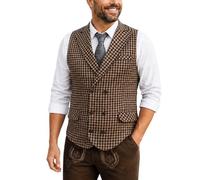 Generisch Gilet da uomo a doppio petto in stile punk a quadretti, per feste medievali, senza maniche, con chiusura a bottoni, taglio sciancrato, per un look casual quotidiano in primavera e inverno