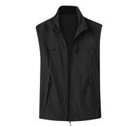 Generisch Gilet da uomo Cardigan con tasche multiple, gilet da uomo softshell senza maniche, impermeabile, con cerniera lampo, giacca da fotografo, gilet da lavoro leggero, Nero , L