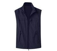 Generisch Gilet da uomo Cardigan con tasche multiple, gilet da uomo softshell senza maniche, impermeabile, con cerniera lampo, giacca da fotografo, gilet da lavoro leggero, Blu, M