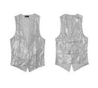Generisch Gilet da uomo con paillette, senza maniche, con paillettes, con scollo a V, per feste, balli, carnevale, feste a tema, S2 bianco, XL