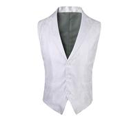 Generisch Gilet da uomo in stile vittoriano, stile gotico, con motivo cachemire, formale, smoking ward, per il tempo libero, classico, da uomo, bianco, XXL