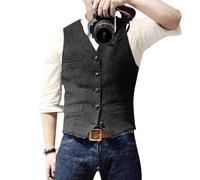 Generisch Gilet da uomo, slim fit, con scollo a V, moderno, per il lavoro, per il matrimonio, con tasche, casual, per il matrimonio