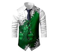 Generisch Gilet di Natale da uomo, per Natale, per il tempo libero, senza maniche, alla moda, casual, invernale, autunno, inverno, verde, 4XL