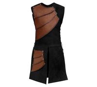 Generisch Gilet in pelle da uomo medievale, senza maniche, in pelle, per il tempo libero, patchwork, gilet rinascimentale, vittoriano, gilet con lacci, cavaliere, guerriero, vichingo, cosplay, marrone