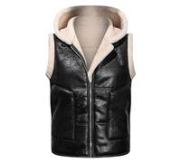 Generisch Gilet in pelle in pile da uomo, gilet invernale in pile, per attività all'aria aperta, con cappuccio, per le mezze stagioni, caldo gilet da lavoro di grandi dimensioni, gilet termico spesso