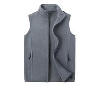 Generisch Gilet in pile da uomo invernale caldo in pile, senza maniche, senza cappuccio, per le mezze stagioni, da uomo, in pelliccia, per attività all'aria aperta, senza maniche, in pile, O grigio