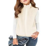 Generisch Gilet in pile per bambini con doppio pile ispessito, oversize, protezione da colletta, caldo, morbido, per bambini, leggero, elegante, per attività all'aria aperta, beige., 170