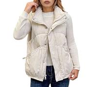 Generisch Gilet invernale da donna, leggero, caldo, senza maniche, in alternativa, morbido e foderato in pile, per il freddo, bianco, XL