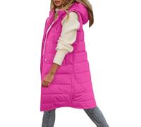 Generisch Gilet invernale da donna, senza maniche, caldo, taglio largo, trapuntato, con tasche, gilet trapuntato, gilet trapuntato, gilet da donna con cappuccio, Colore: rosa., 3XL