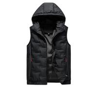 Generisch Gilet invernale da uomo, con cappuccio, caldo, trapuntato, alla moda, per le mezze stagioni, per il tempo libero, Nero , XXL