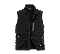 Generisch Gilet invernale da uomo, in pile, invernale, caldo, con chiusura lampo, senza maniche, per lavoro, sportivo, senza maniche, vintage, per le mezze stagioni, Nero , 3XL