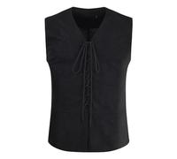 Generisch Gilet medievale da uomo, elegante, da pirata, costume rinascimentale, con scollo a V, senza maniche, gotico, vichingo vest steampunk, canotta per cosplay, canotte con scollo a V, Nero , 3XL