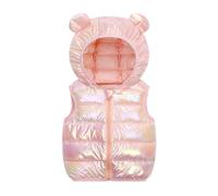Generisch Gilet reversibile per ragazze con cappuccio che cambia colore caldo senza maniche invernale per attività all'aperto, Colore: rosa., 1-2 Anni