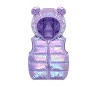 Generisch Gilet reversibile per ragazze con cappuccio che cambia colore caldo senza maniche invernale per attività all'aperto, Lilla, 1-2 Anni