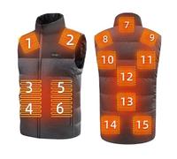 Generisch Gilet riscaldabile da uomo, 15 zone di riscaldamento, da donna, leggero, traspirante, per campeggio, caccia, giacca termica per sport invernali, grigio., L