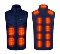 Generisch Gilet riscaldabile da uomo e donna, con 15 zone di riscaldamento, per moto, campeggio, sci, uso quotidiano, lavoro all'aperto (power bank non incluso), Blu, XXL