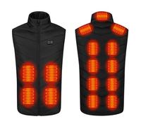 Generisch Gilet riscaldabile da uomo e donna, con 15 zone di riscaldamento, per moto, campeggio, sci, uso quotidiano, lavoro all'aperto (power bank non incluso), Nero , 3XL