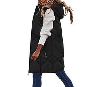 Generisch Gilet riscaldante da donna in cotone sciolto gilet da donna senza maniche tinta unita gilet da donna, Nero , 3XL
