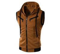 Generisch Gilet senza maniche con cappuccio da uomo come giacca sottile per il tempo libero, design per attività moderne all'aria aperta, caffè, XXL
