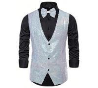 Generisch Gilet senza maniche con scollo a V alla moda per uomo come un look a strati versatile abbigliamento esterno confortevole in ogni occasione, bianco, L