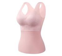 Generisch Gilet termico da donna in peluche con imbottitura sul petto, ispessimento felpato per una vestibilità più snella, abbinato a un gilet intimo termico senza cuciture, Colore: rosa., L