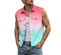 Generisch Gilet versatile senza maniche senza tasche con sfumatura di colore per uomo, alternativa alla giacca leggera alla moda da abbinare nella vita di tutti i giorni per un look a strati