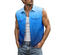 Generisch Gilet versatile senza maniche senza tasche con sfumatura di colore per uomo, alternativa alla giacca leggera alla moda da abbinare nella vita di tutti i giorni per un look a strati