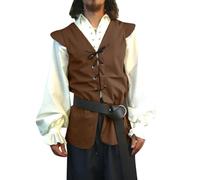 Generisch Gilet vichingo medievale da uomo steampunk vichinghi pirati senza maniche gilet cappotto rinascimentale medievale cosplay giacca vittoriana, marrone, M