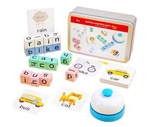 Generisch Giocattolo abbinato all' : targhette in legno con lettere ' , compito di pensiero, carte educative foniche, set per allenare il vocabolario per bambini 3 anni in su