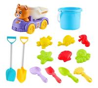 Generisch Giocattolo da spiaggia, giocattolo per bambini, sabbiera giocattolo, 14 pezzi, secchio giocattolo per camion, per sabbia, a forma di conchiglia, resistente sporco, facile da