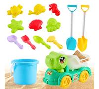 Generisch Giocattolo da spiaggia, giocattolo per bambini, sabbiera giocattolo, 14 pezzi, secchio giocattolo per camion, per sabbia, a forma di conchiglia, resistente sporco, facile da