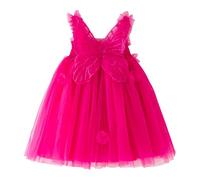 Generisch Gioielli Adolescente Bambino Ragazza Senza Maniche Farfalla Abito Tulle Dance Party Principessa Abiti Vestiti Leggins Con Ragazza, Colore: rosso, 12-18 Mesi