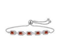 Generisch Gioielli Argento Collegati Per Mm Anelli di zirconi rossi. Accessorio elegante per tutti i giorni o come regalo. Bracciale Larghezza 2 Perle Gioielli, Taglia unica, Metallo