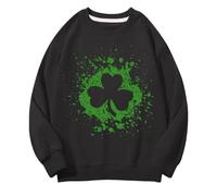 Generisch Girls and Boys Round Neck Felpe Spring and Autumn St Day Middle and Large Children's Felpe Retro Personality 2D Printing Children's Casual Felpa spessa da ragazza, Nero , 12-13 Jahre