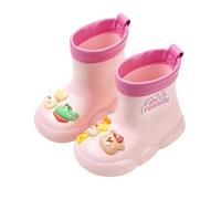 Generisch Girls And Boys Spring And Autumn Winter Mid Tube with Cotton Cover Removable Student Carino Dinosaur Non Slip Wear Outdoor Baby Children's Rain Boots Stivali di gomma 32, Colore: rosa., 16