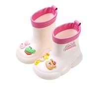 Generisch Girls And Boys Spring And Autumn Winter Mid Tube with Cotton Cover Removable Student Carino Dinosaur Non Slip Wear Outdoor Baby Children's Rain Boots Stivali di gomma 32, bianco, 14