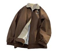 Generisch Giubbotto bomber da donna, stile giapponese, per il tempo libero, per coppie, oversize, giacca da lavoro patchwork stampata, giacca vintage 90S, O caffè., M