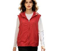 Generisch Giubbotto da donna dal taglio ampio, senza maniche, ideale come coperta per attività quotidiane in ufficio o in vacanza, Colore: rosso, XL